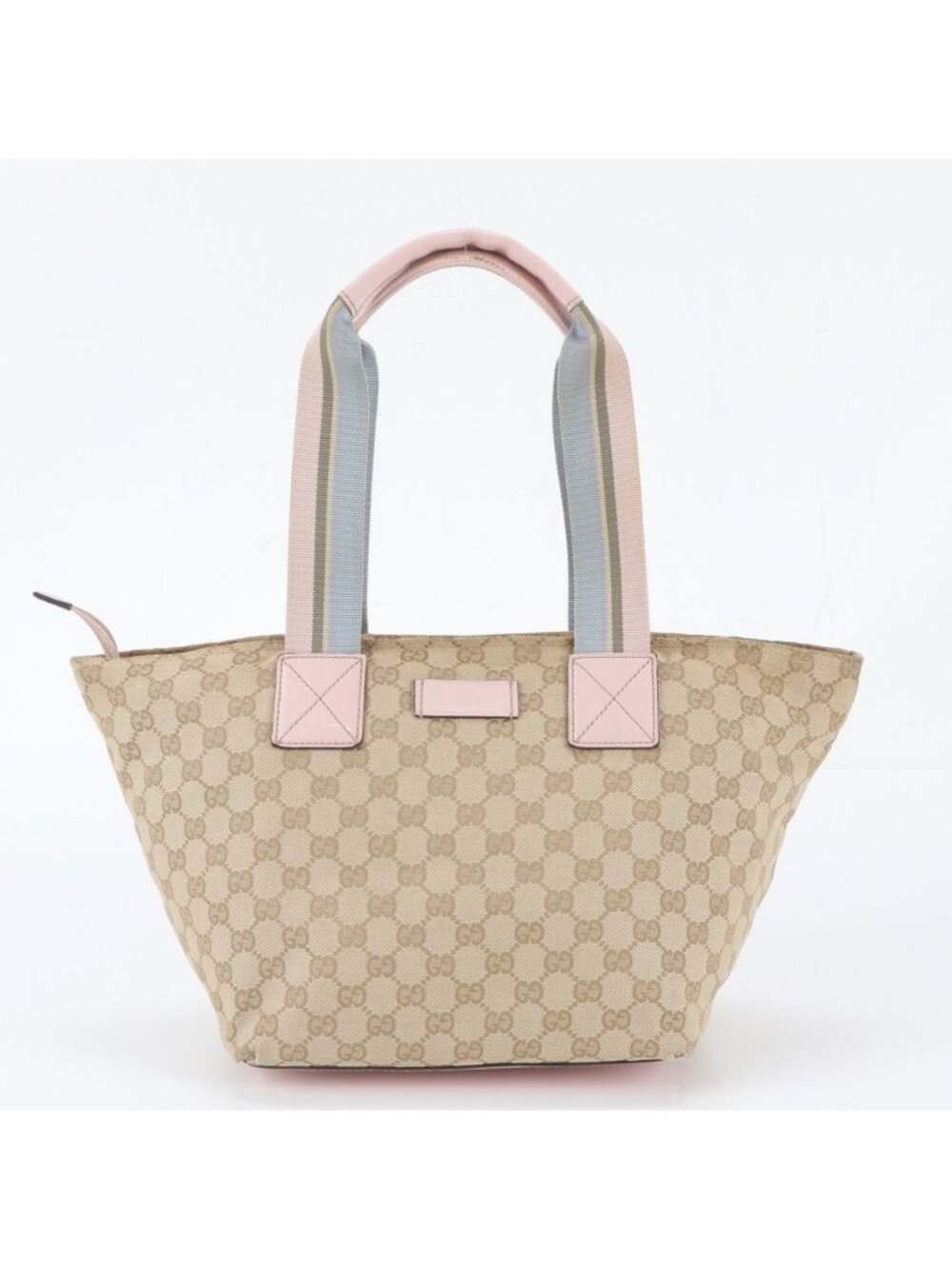 Gucci GG Canvas Leather Tote Bag Shoulder Hand Beige